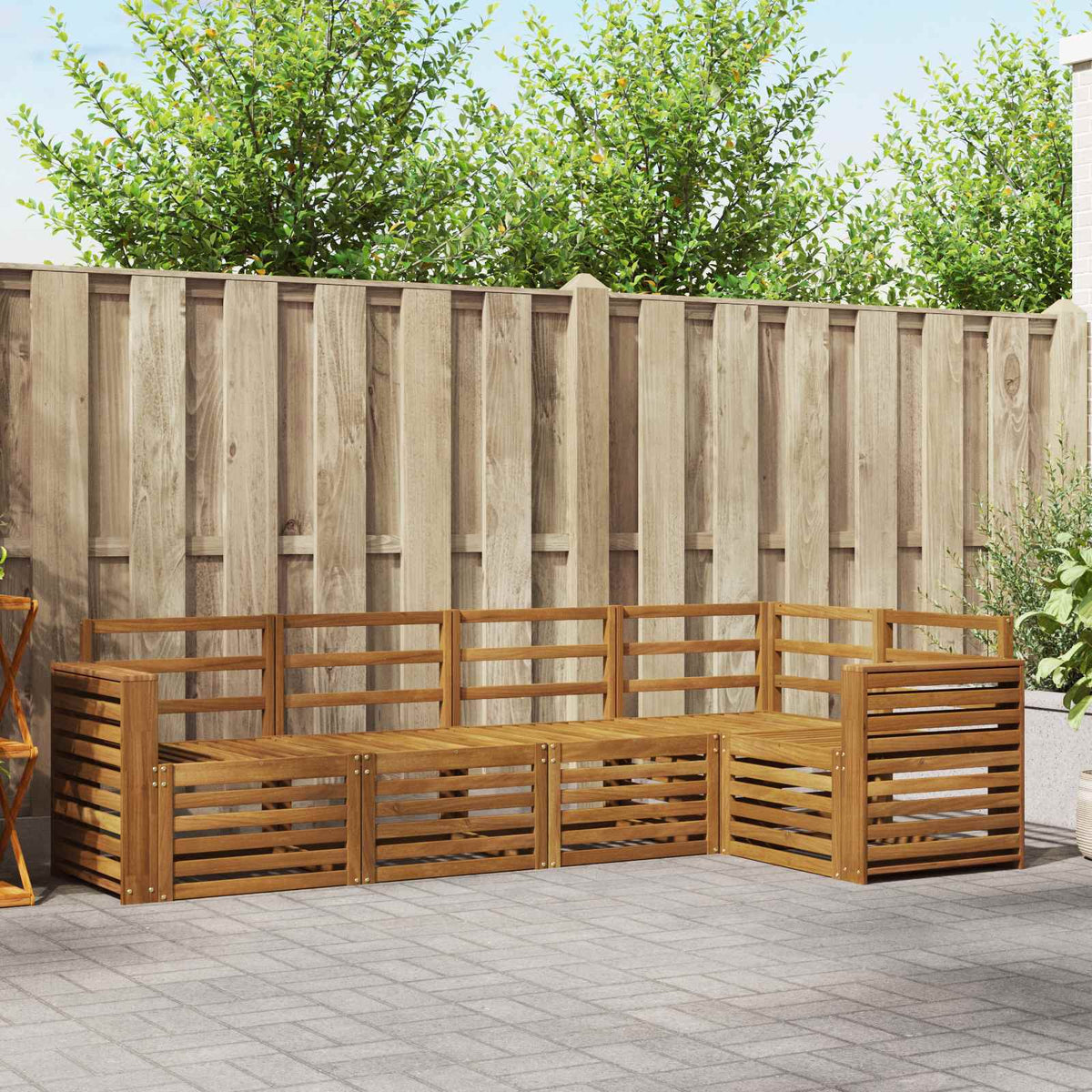 Hoekbank Set 5 pcs Naturel Massief Acaciahout is nu te koop bij PeponiXL, paradijselijk wonen!
