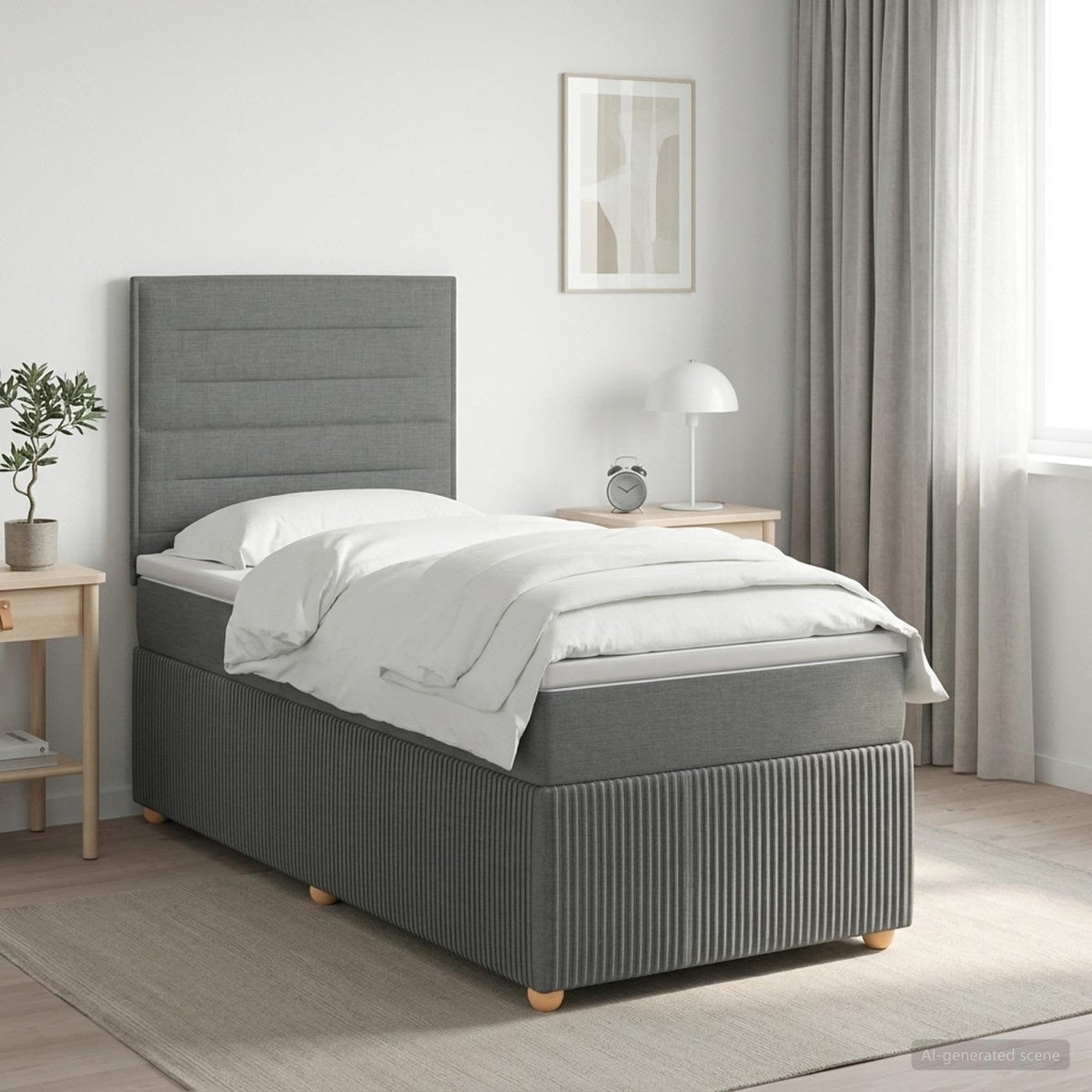Boxspringbed met matras Donkergrijs 90 x 190 cm Stof is nu te koop bij PeponiXL, paradijselijk wonen!