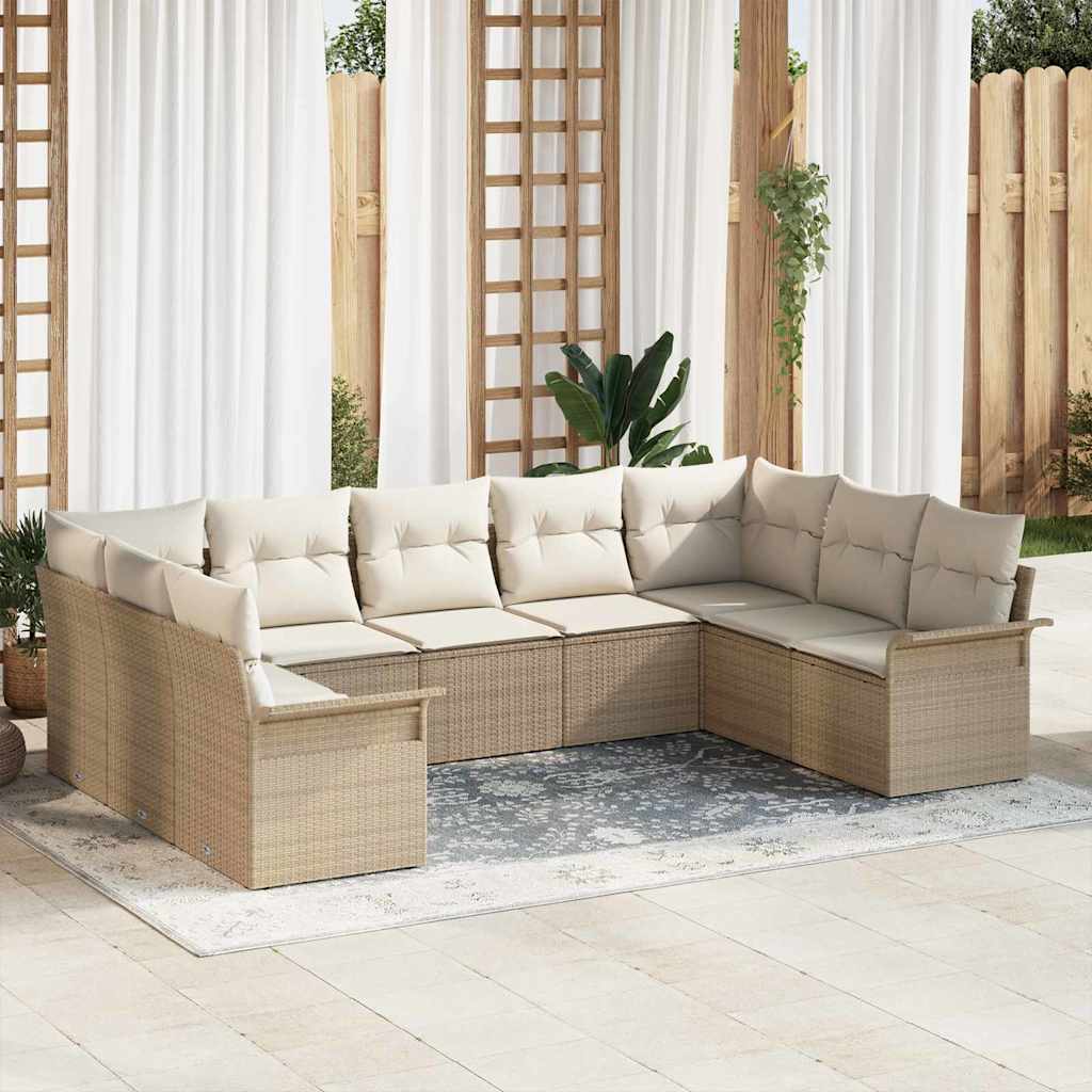 Tuin Sofa Set 9 st Beige poly rattan is nu te koop bij PeponiXL, paradijselijk wonen!