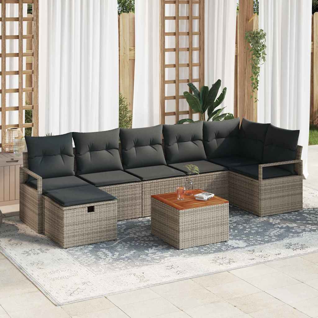 Tuinbankenset 8 st Grijs poly rattan is nu te koop bij PeponiXL, paradijselijk wonen!