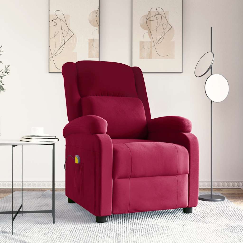 Massagestoel fluweel wijnrood is nu te koop bij PeponiXL, paradijselijk wonen!