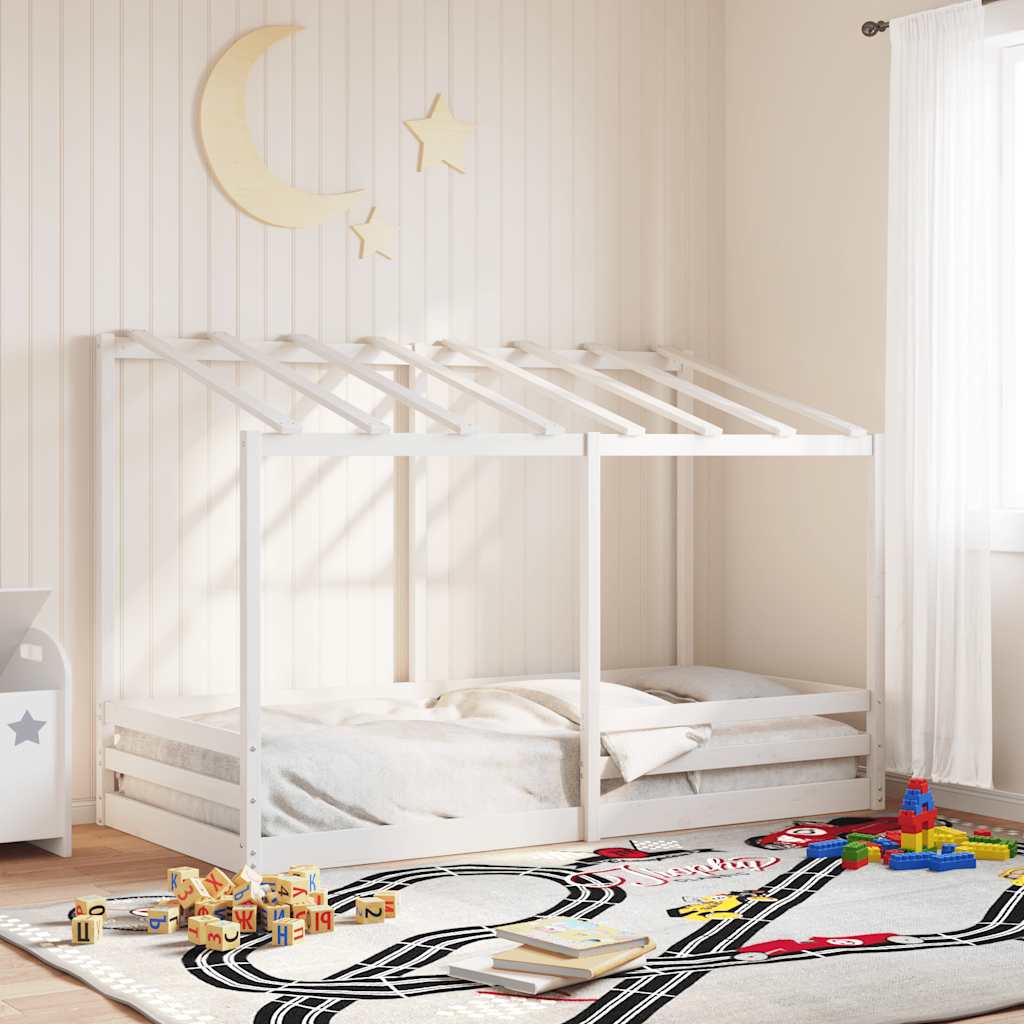 Kinderbed met bedhuis 100x200 cm massief grenenhout wit is nu te koop bij PeponiXL, paradijselijk wonen!