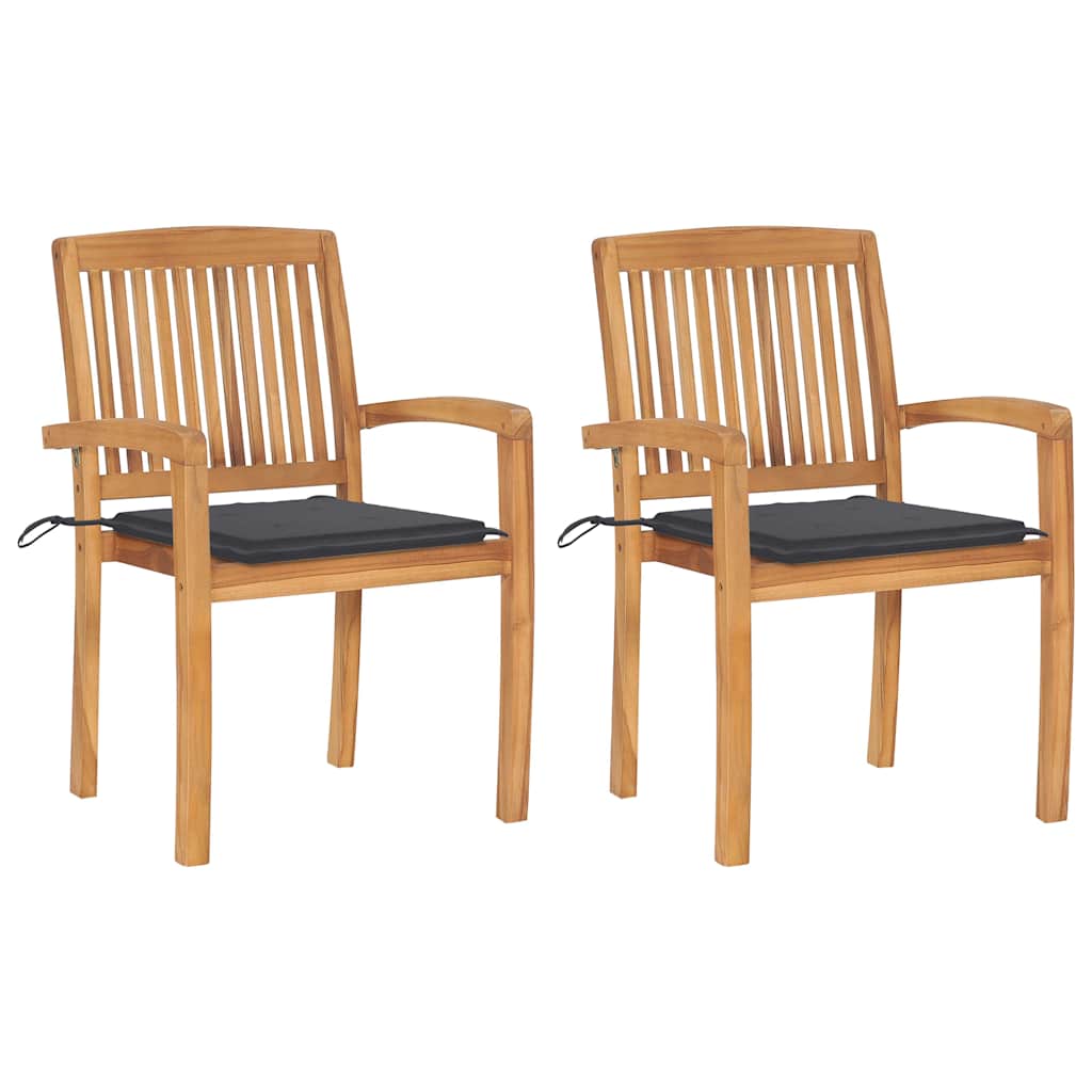 Tuinstoelen 2 st met antracietkleurige kussens massief teakhout is nu te koop bij PeponiXL, paradijselijk wonen!
