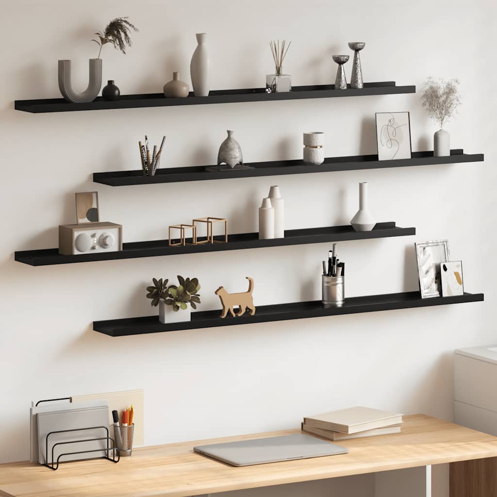 Wandschappen 4 st 115x9x3 cm zwart is nu te koop bij PeponiXL, paradijselijk wonen!