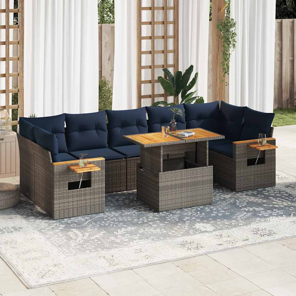 8-delige Loungeset met kussens poly rattan grijs is nu te koop bij PeponiXL, paradijselijk wonen!