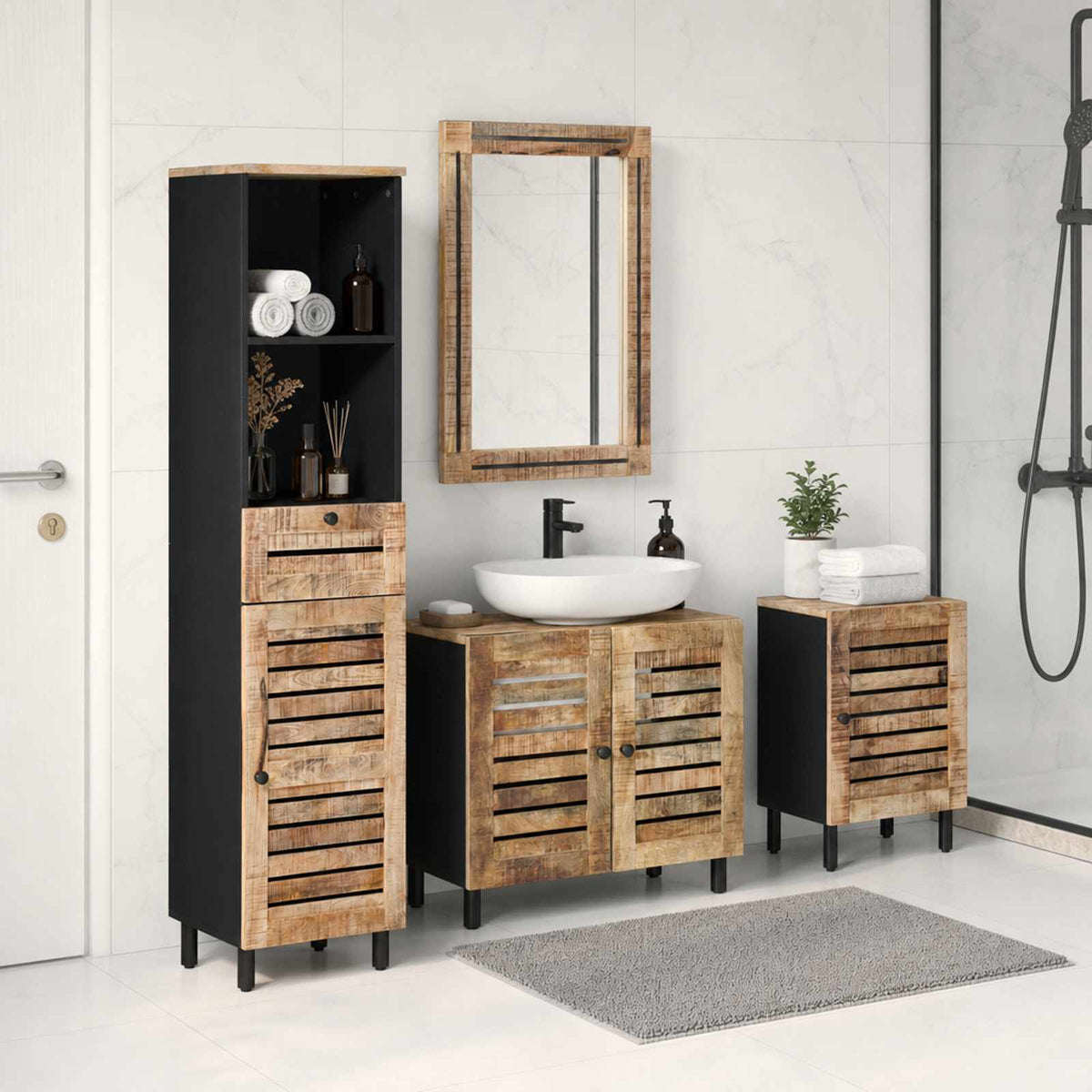 Badkamerkastenset 4 st Naturel 38 x 33 x 160 cm is nu te koop bij PeponiXL, paradijselijk wonen!