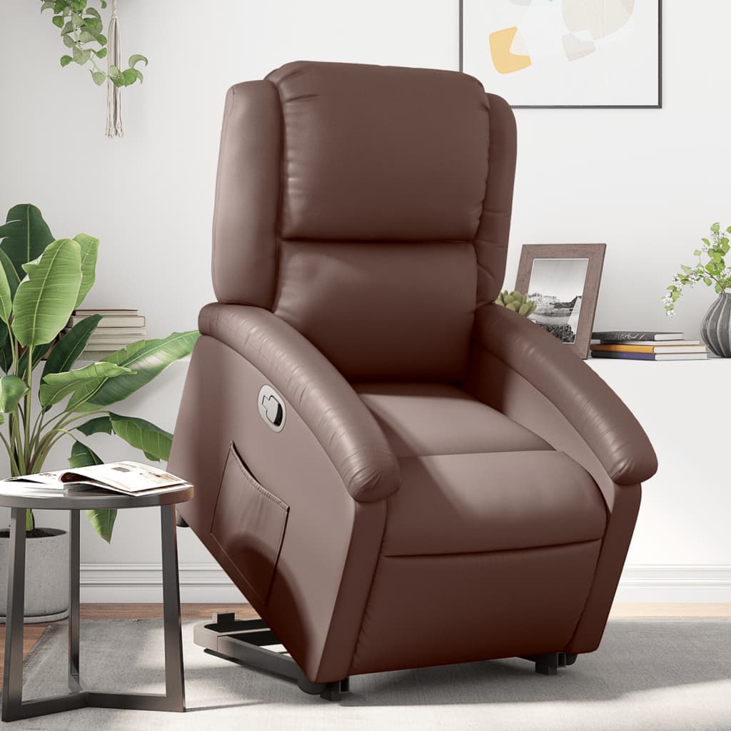 Sta-op-fauteuil verstelbaar kunstleer bruin is nu te koop bij PeponiXL, paradijselijk wonen!