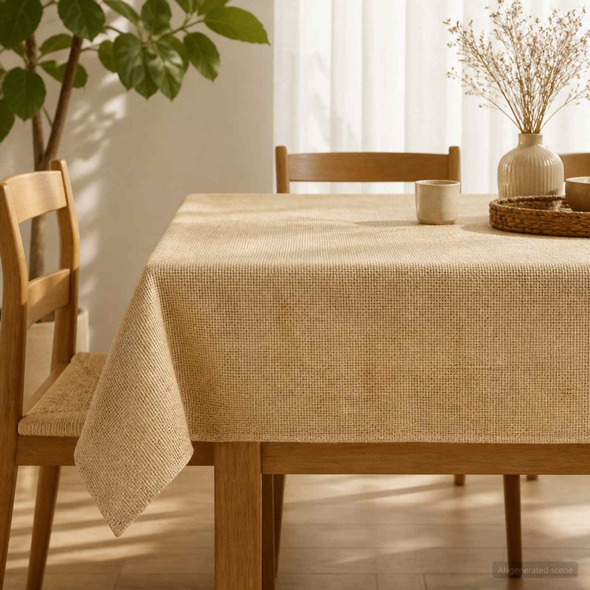 Jute tafelkleed Naturel 140 x 140 cm 100% Tossa Jute is nu te koop bij PeponiXL, paradijselijk wonen!