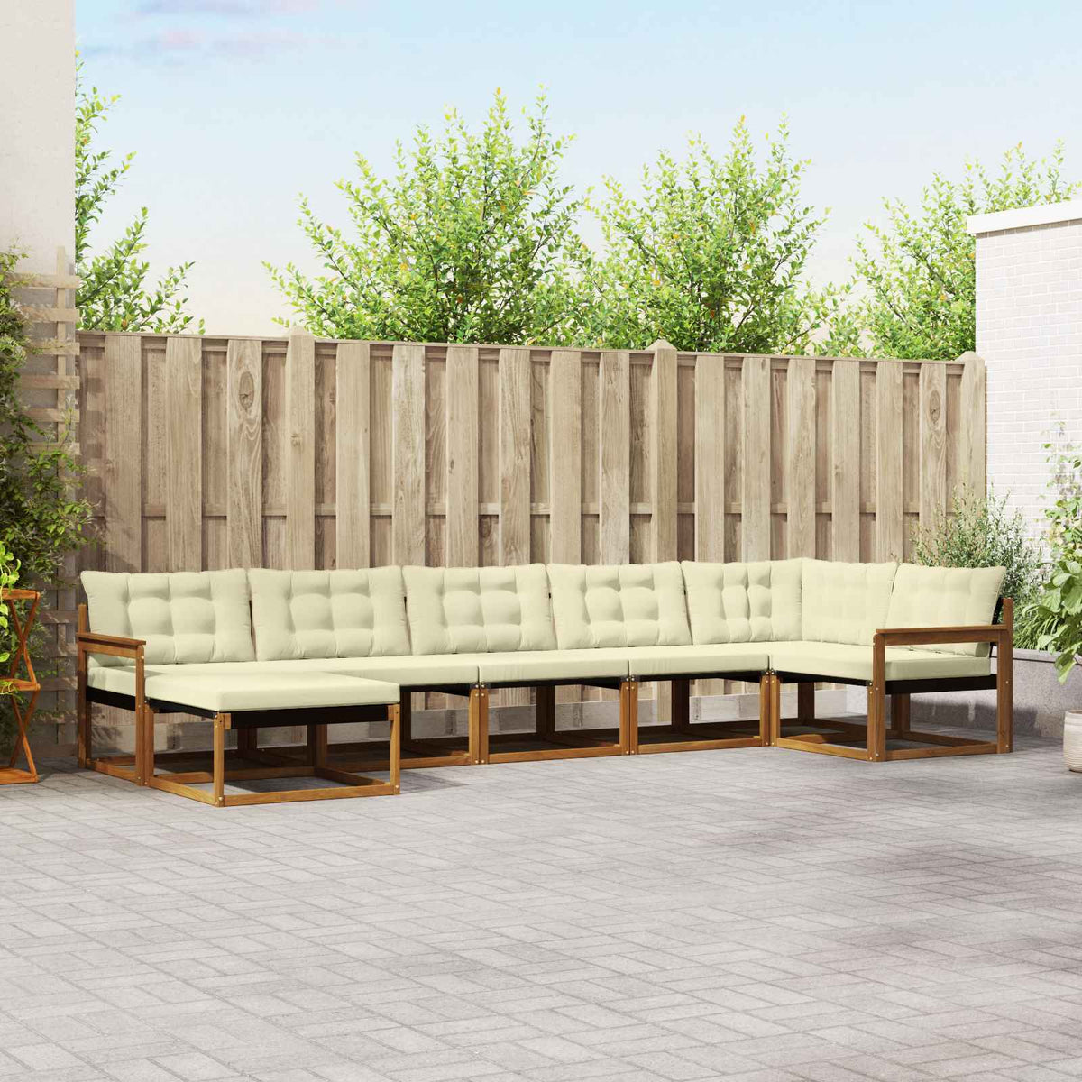 Buiten bankenset met kussen 7 pcs Natuurlijk en Crème is nu te koop bij PeponiXL, paradijselijk wonen!