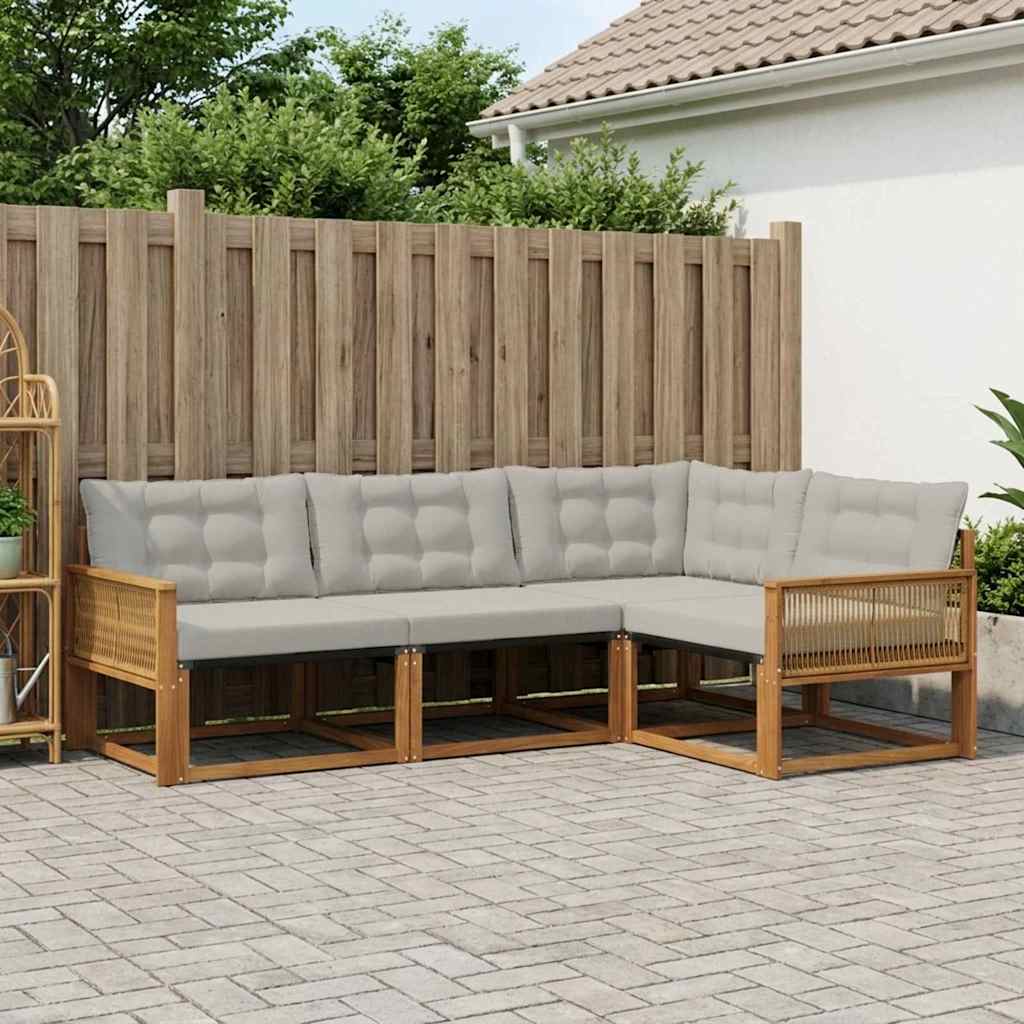 Buiten bankenset met kussen 4 pcs Naturel en lichtgrijs is nu te koop bij PeponiXL, paradijselijk wonen!