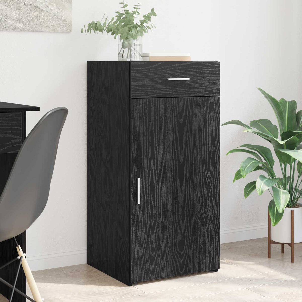 Dressoir met lade Zwart eiken 45 x 42,5 x 93 cm Bewerkt hout is nu te koop bij PeponiXL, paradijselijk wonen!