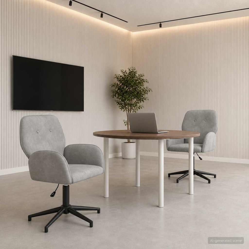 Draaiende Bureaustoelen 2 st 54 x 55 x 90 cm Lichtgrijs fluweel is nu te koop bij PeponiXL, paradijselijk wonen!