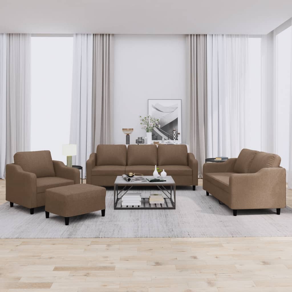 4-delige Loungeset met kussens stof bruin is nu te koop bij PeponiXL, paradijselijk wonen!