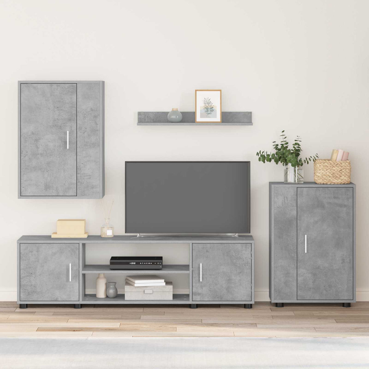 Tv-meubelset Beton Grijs Bewerkt hout is nu te koop bij PeponiXL, paradijselijk wonen!