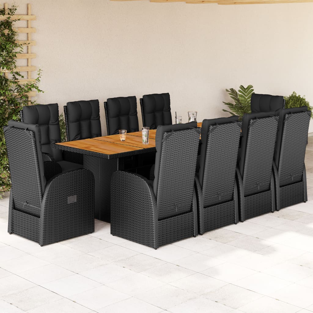 11-delige Tuinset met kussens poly rattan zwart is nu te koop bij PeponiXL, paradijselijk wonen!