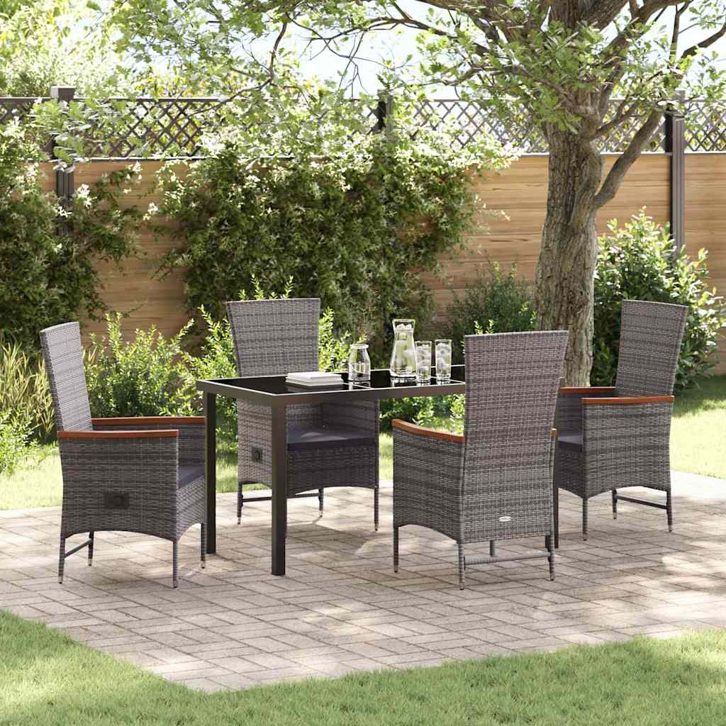Tuin eettafelset met kussen 5 pcs Grijs Gepoedercoat staal is nu te koop bij PeponiXL, paradijselijk wonen!