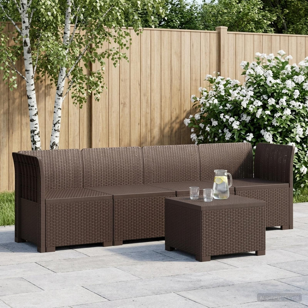 4-Persoons Tuin Sofa Rieten Look PP Bruin is nu te koop bij PeponiXL, paradijselijk wonen!