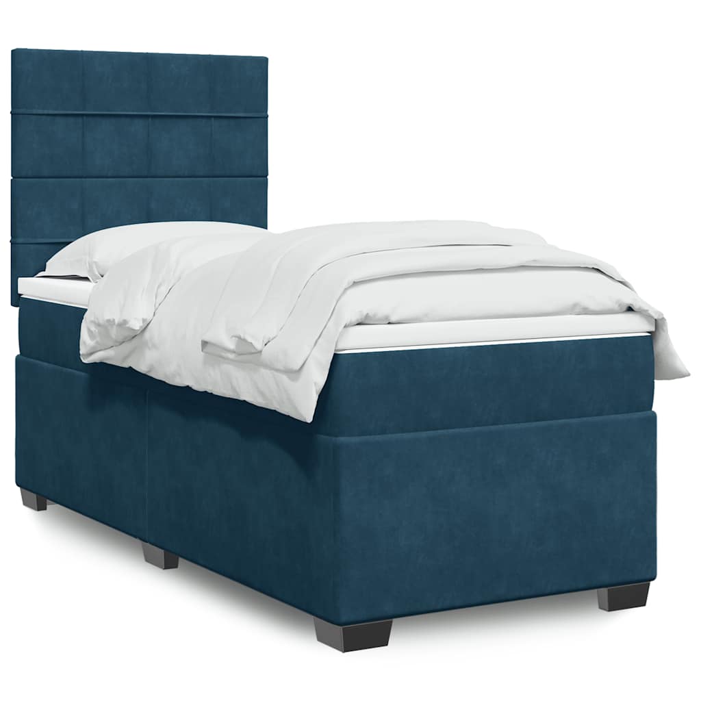 Boxspring met matras fluweel blauw 90x200 cm is nu te koop bij PeponiXL, paradijselijk wonen!