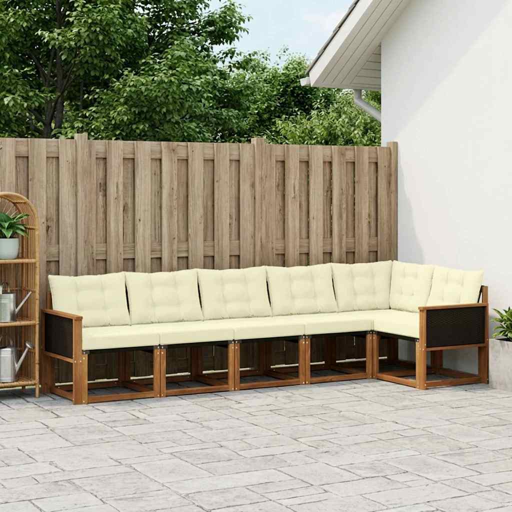 Buiten bankenset met kussen 6 pcs Natuurlijk en Crème is nu te koop bij PeponiXL, paradijselijk wonen!