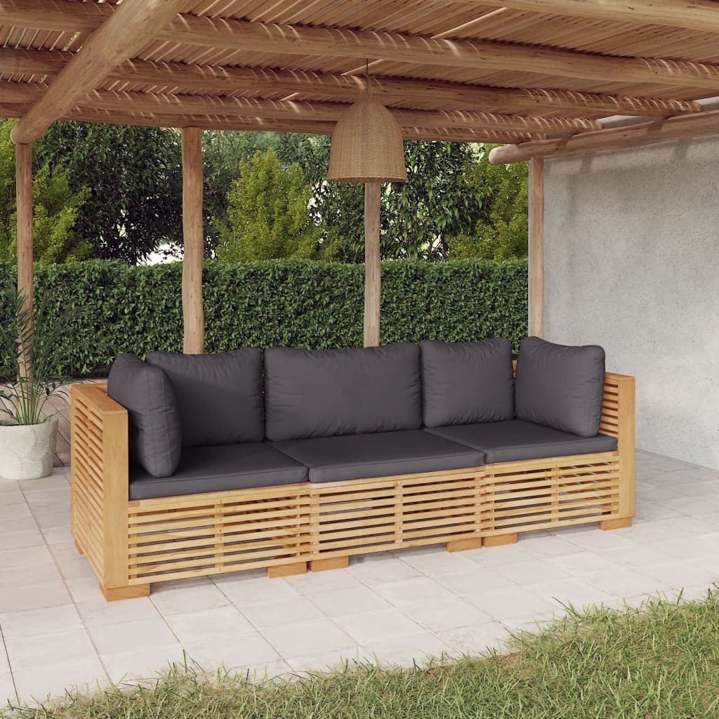 3-delige Loungeset met kussens massief teakhout is nu te koop bij PeponiXL, paradijselijk wonen!