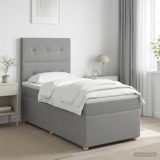 Boxspringbed met matras Lichtgrijs 90 x 190 cm Stof is nu te koop bij PeponiXL, paradijselijk wonen!