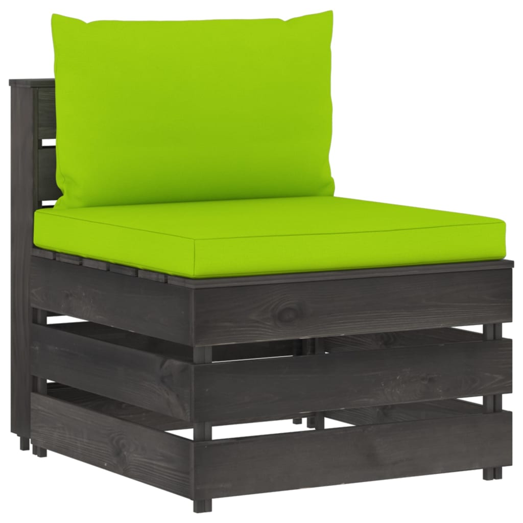 Middenbank sectioneel met kussens grijs geïmpregneerd hout is nu te koop bij PeponiXL, paradijselijk wonen!
