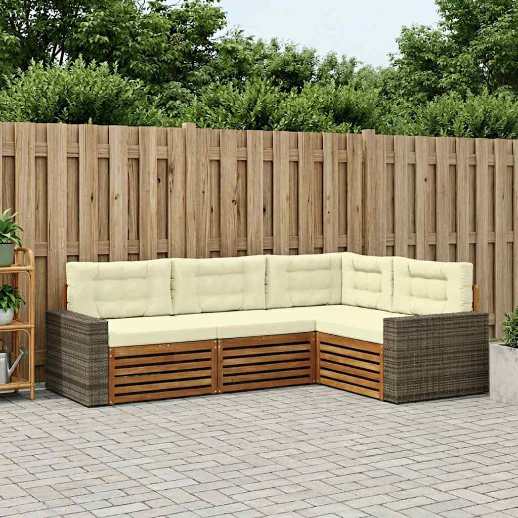 Buiten bankenset 4 pcs Natuurlijk en Crème is nu te koop bij PeponiXL, paradijselijk wonen!