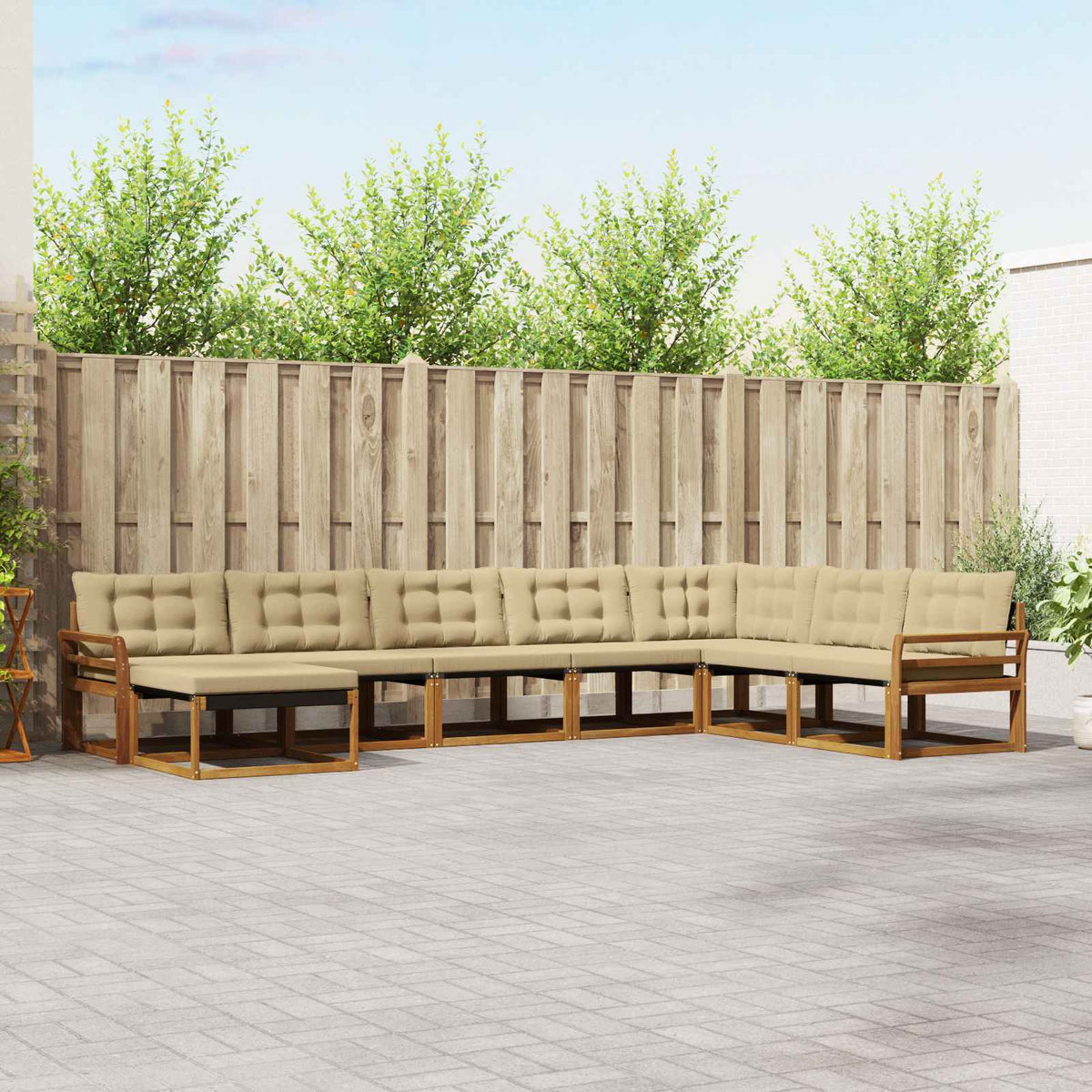 Buiten bankenset met kussen 8 pcs Natuurlijk en Beige is nu te koop bij PeponiXL, paradijselijk wonen!