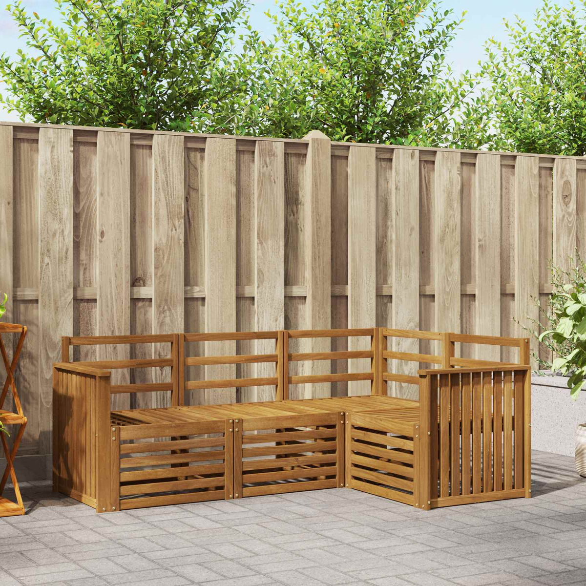 Sofa-Sets 4 pcs Naturel Massief Acaciahout is nu te koop bij PeponiXL, paradijselijk wonen!