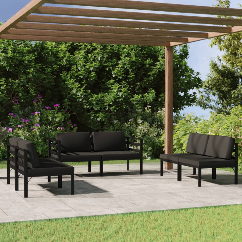 6-delige Loungeset met kussens aluminium antracietkleurig is nu te koop bij PeponiXL, paradijselijk wonen!