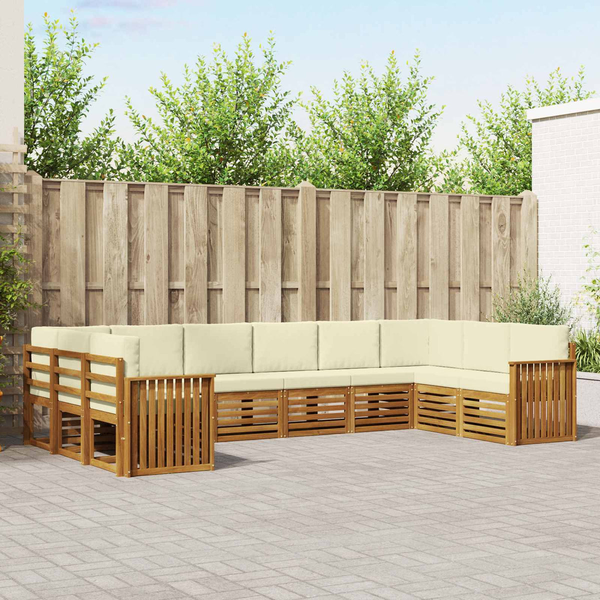 Hoekbank Set met kussen 10 pcs Natuurlijk en Crème is nu te koop bij PeponiXL, paradijselijk wonen!