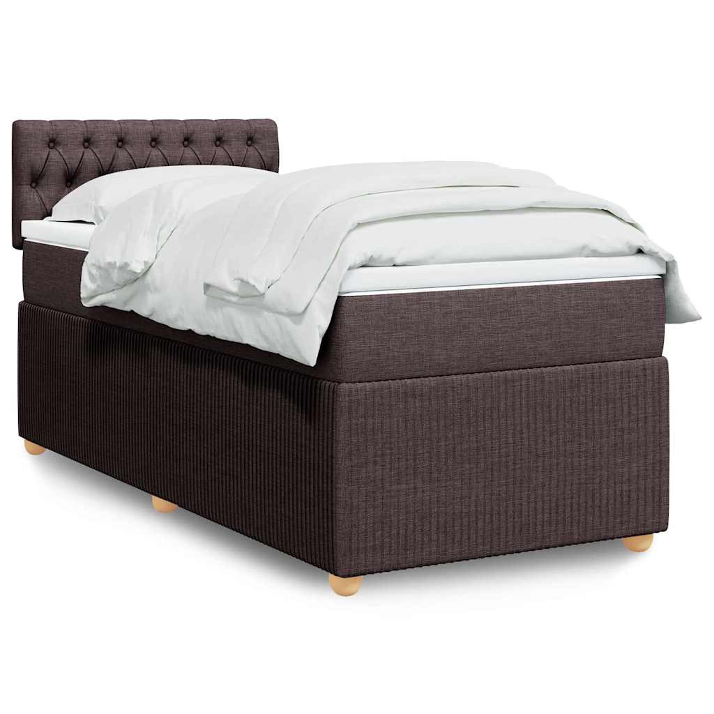 Boxspring met matras stof donkerbruin 90x200 cm is nu te koop bij PeponiXL, paradijselijk wonen!