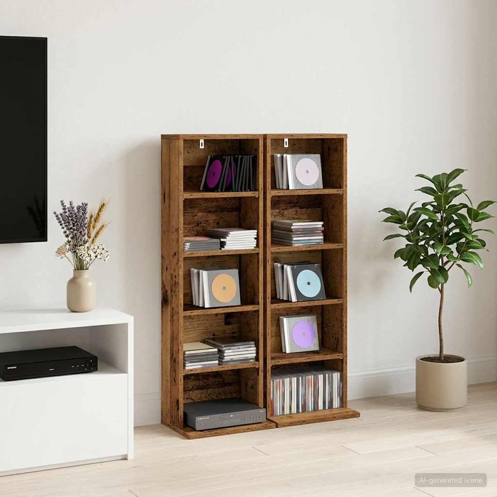 CD Kast 2 st Oud hout 33 x 23,5 x 97,5 cm Bewerkt hout is nu te koop bij PeponiXL, paradijselijk wonen!