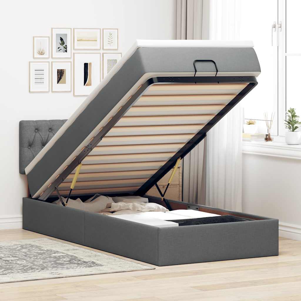 Bed poef met matras en LED's stof 80x200 cm donkergrijs is nu te koop bij PeponiXL, paradijselijk wonen!