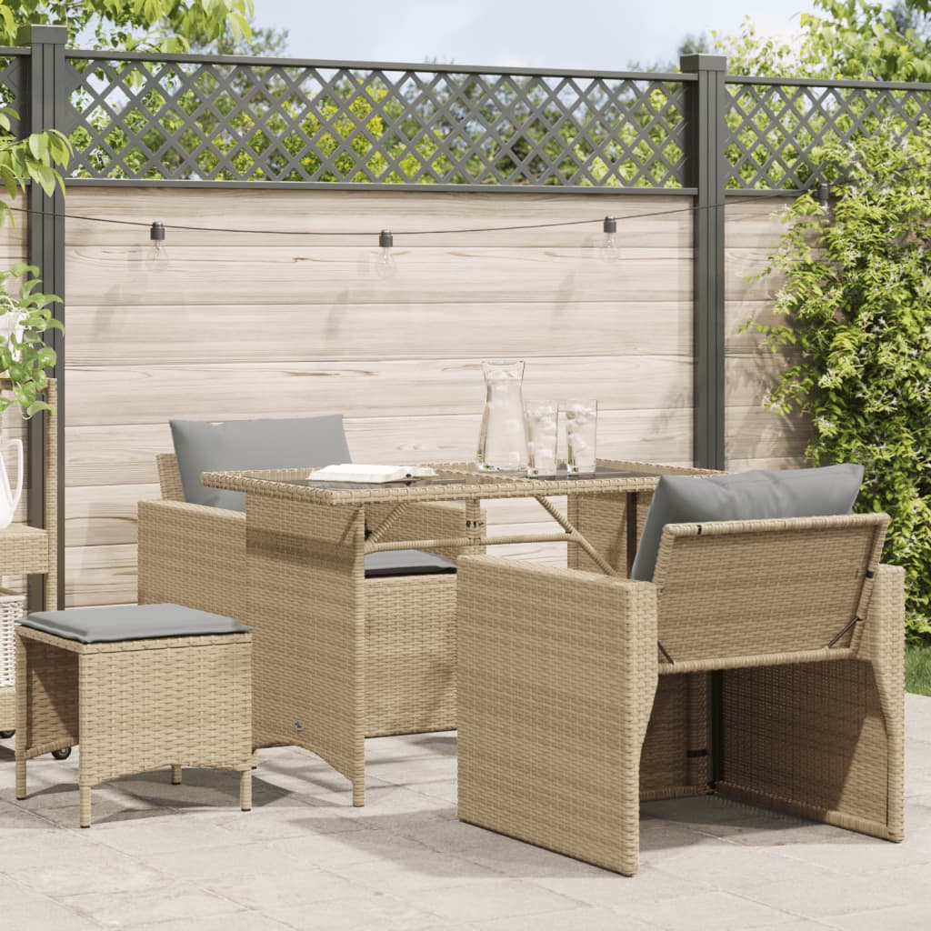 4-delige Loungeset met kussens poly rattan beige is nu te koop bij PeponiXL, paradijselijk wonen!