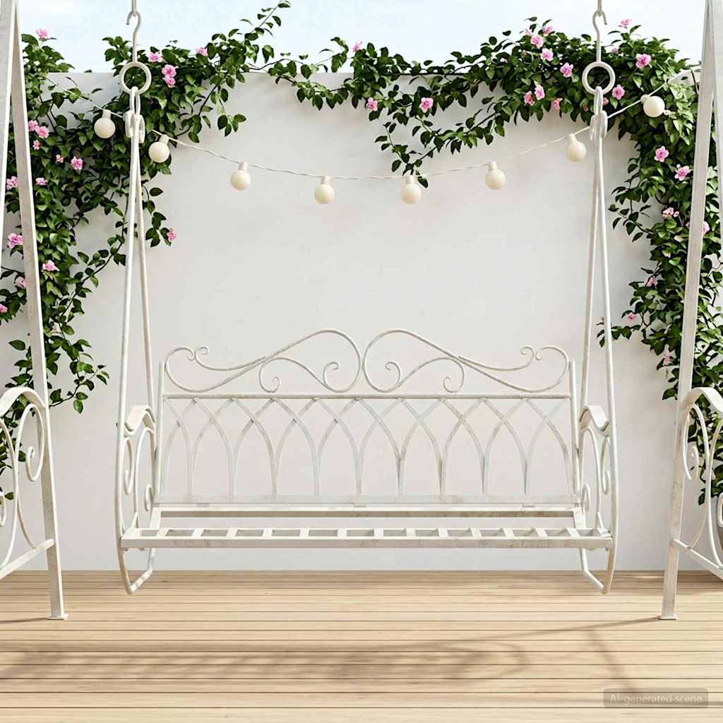 Schommelbank Staal 112 x 60 x 126,5 cm Antiek wit is nu te koop bij PeponiXL, paradijselijk wonen!