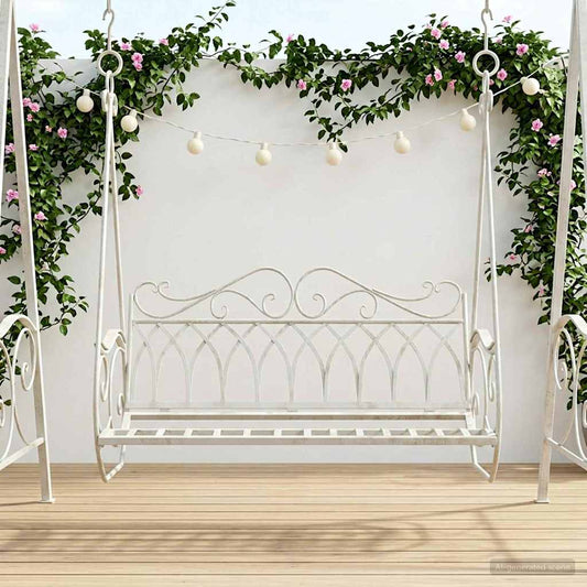 Schommelbank Staal 112 x 60 x 126,5 cm Antiek wit is nu te koop bij PeponiXL, paradijselijk wonen!