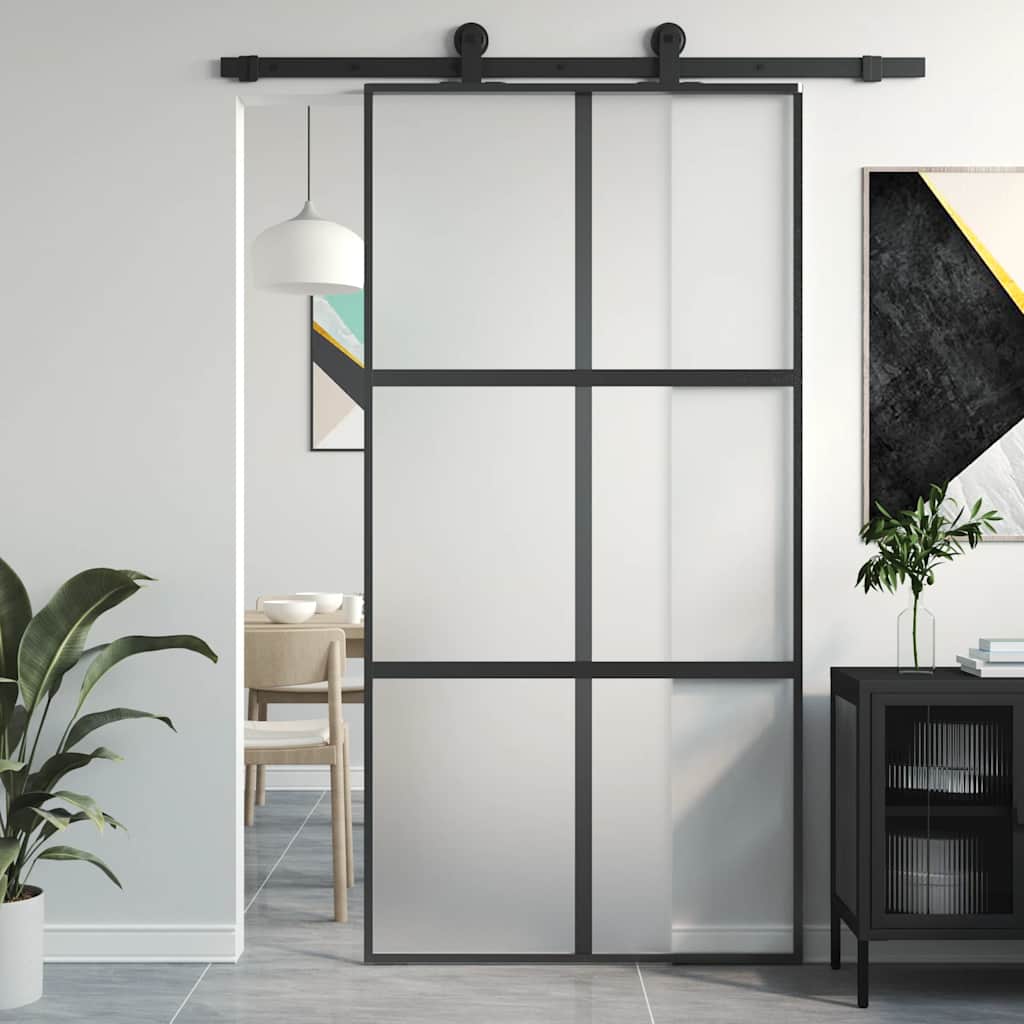 Schuifdeur 102,5x205 cm gehard glas en aluminium zwart is nu te koop bij PeponiXL, paradijselijk wonen!