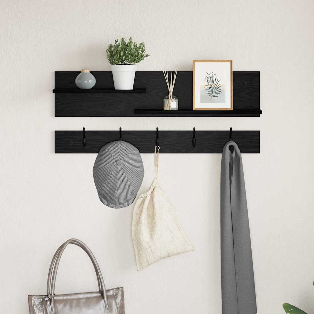 Wandgemonteerde kapstok met plank Zwart Eiken 90 x 15 x 36 cm is nu te koop bij PeponiXL, paradijselijk wonen!