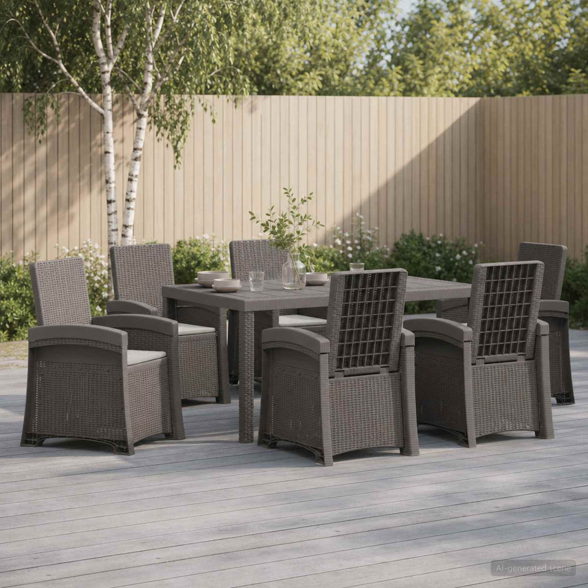 Tuin eettafelset 7 st Lichtgrijs PP is nu te koop bij PeponiXL, paradijselijk wonen!