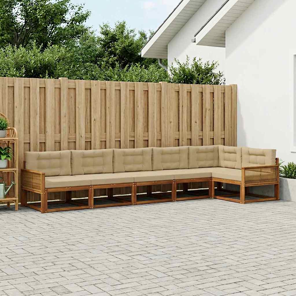 Buiten bankenset met kussen 6 pcs Natuurlijk en Beige is nu te koop bij PeponiXL, paradijselijk wonen!
