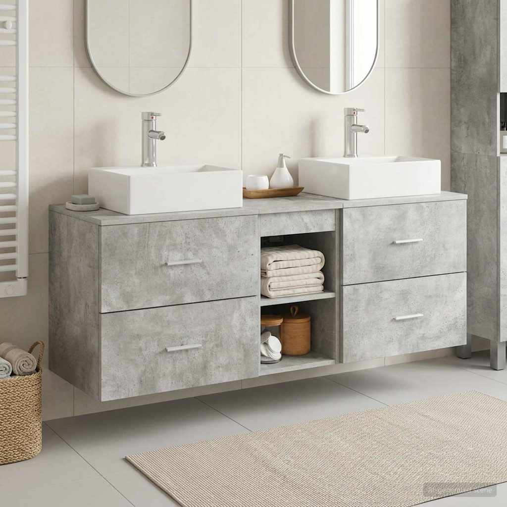 Badkamerkastenset 3 st Betongrijs 49,5 x 41 x 62,5 cm is nu te koop bij PeponiXL, paradijselijk wonen!