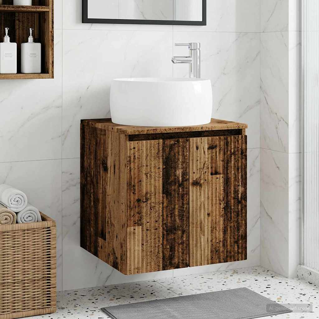 Wandgemonteerde wastafelmeubel Oud hout 49,5 x 44,5 x 66 cm is nu te koop bij PeponiXL, paradijselijk wonen!