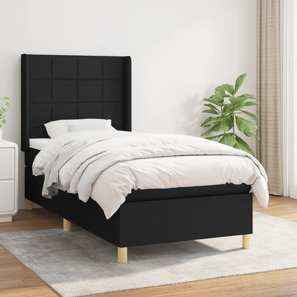 Boxspring met matras stof zwart 100x200 cm is nu te koop bij PeponiXL, paradijselijk wonen!