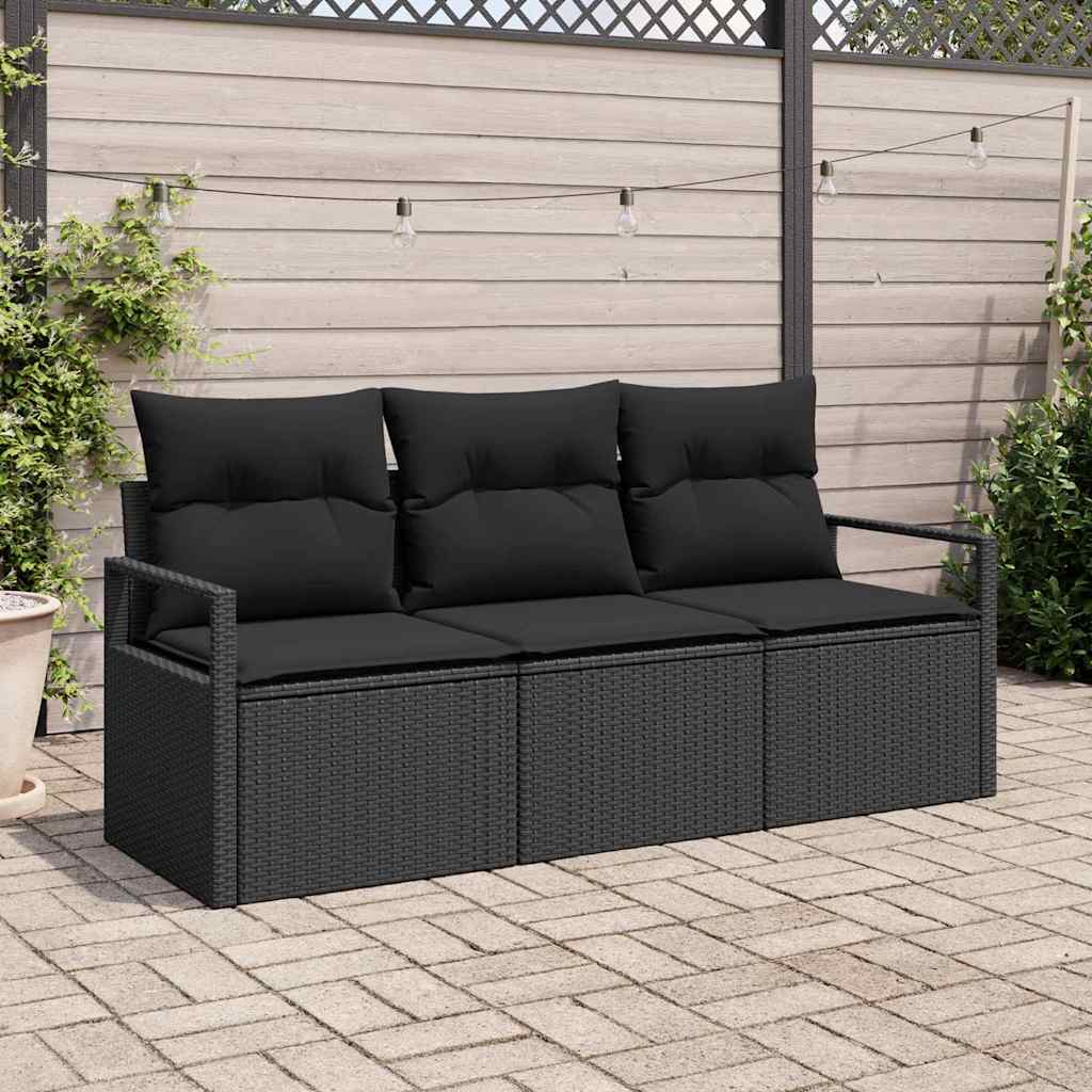 Bankstel 3 pcs Zwart poly rattan is nu te koop bij PeponiXL, paradijselijk wonen!
