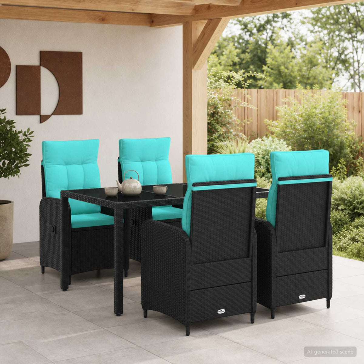 Buiten eettafelset 5 pcs poly rattan is nu te koop bij PeponiXL, paradijselijk wonen!