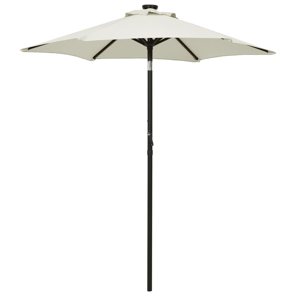 Parasol met LED-verlichting 200x211 cm aluminium zandkleurig is nu te koop bij PeponiXL, paradijselijk wonen!
