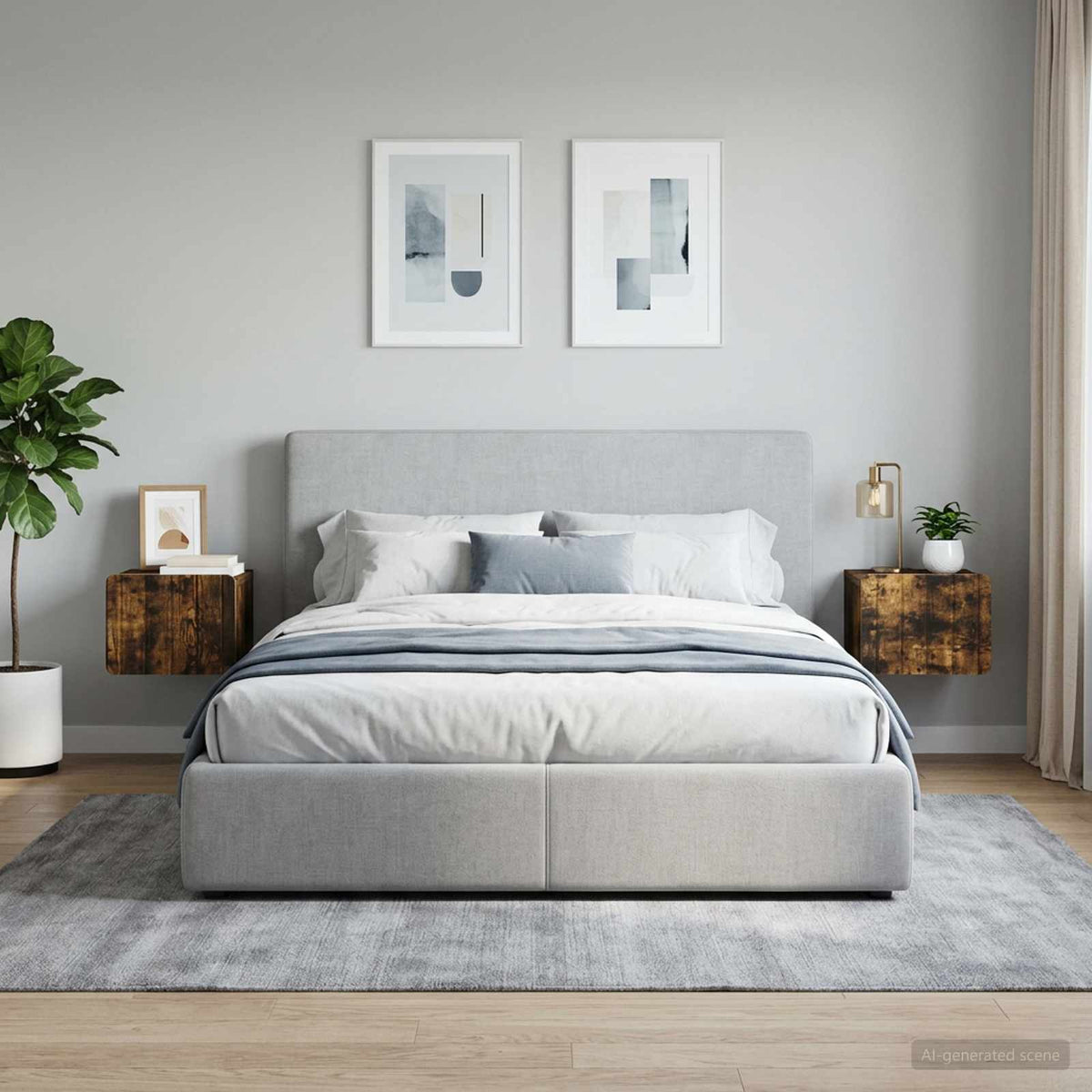 Wandbeugel Bedkast 2 pcs Gerookt eiken 33 x 34,5 x 24 cm is nu te koop bij PeponiXL, paradijselijk wonen!