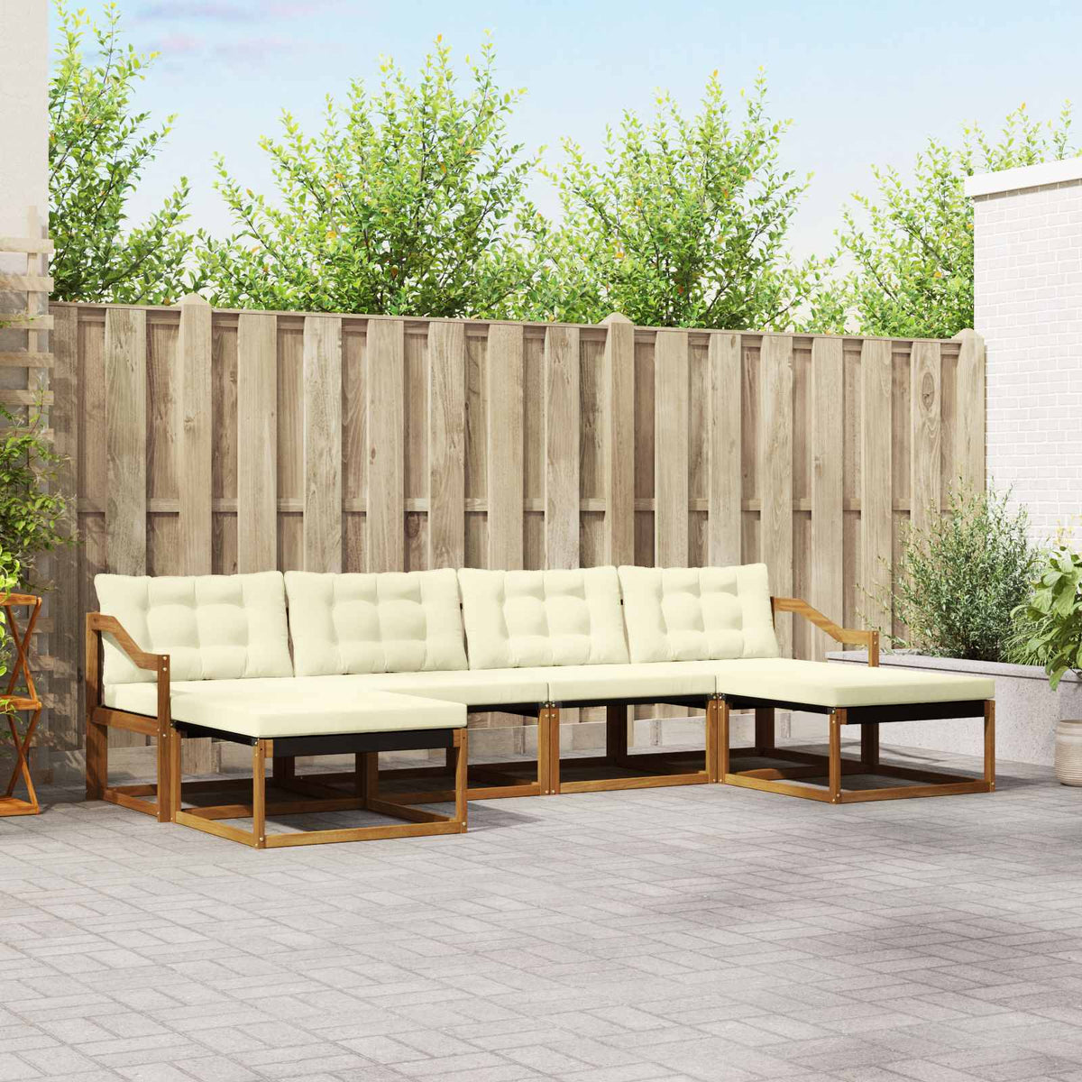 Buiten bankenset met kussen 6 pcs Natuurlijk en Crème is nu te koop bij PeponiXL, paradijselijk wonen!