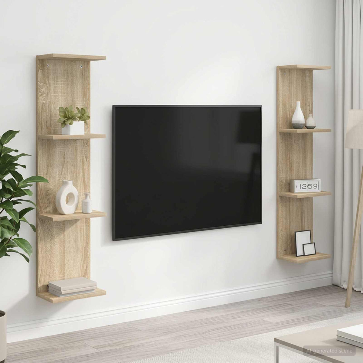 Wandplank 2 pcs Sonoma Eiken 25 x 15 x 100 cm Bewerkt hout is nu te koop bij PeponiXL, paradijselijk wonen!